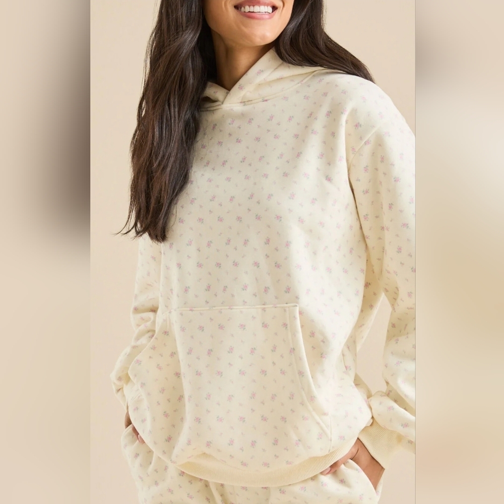 Altar'd State Pink Petal Floral Hoodie Small Oversize